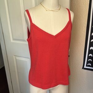 St. John sweater tank camisole top spaghetti straps bright deep pink v neck med